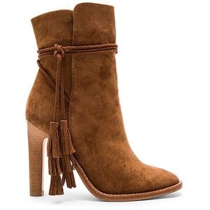 Joie Chap Suede Ankle Heeled Boots in Chestnut Size 37.5